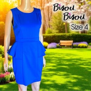 Bisou Bisou Michelle Bohbot Royal Blue Peplum Dress